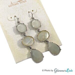 NWOT Urban Soul  Smoky White Tiered Dangle Silver Tone Earrings